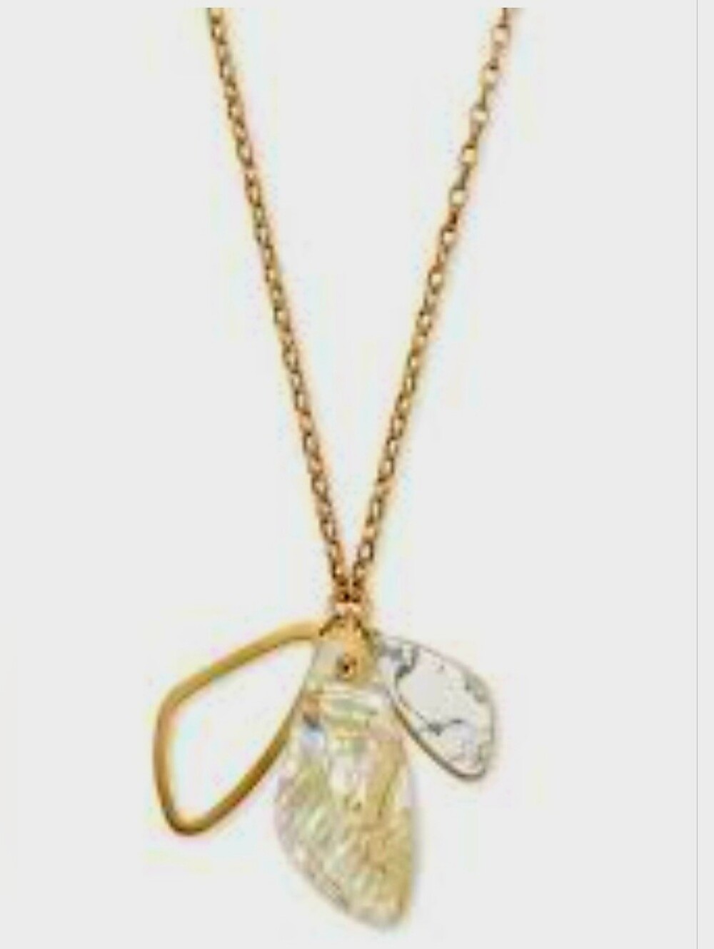 Kendra Scott NWT McKenna Charm Necklace "White Mix"  14K Vintage Gold Plated